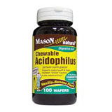 Chewable Acidophilus with Pectin, Vanilla-Banana Flavor, 100 Tablets, Mason Natural
