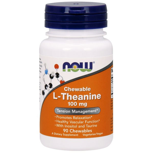 Chewable L-Theanine 100 mg, 90 Chewable Tablets, NOW Foods