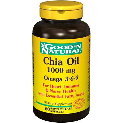 Good 'N Natural Chia Oil 1000 mg Omega 3-6-9, 60 Softgels, Good 'N Natural