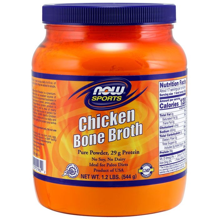 Chicken Bone Broth Powder, 1.2 lb, NOW Foods