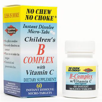 Childrens B-Complex with Vitamin C, 60 Instant Dissolve Tablets, Superior Source