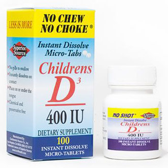 Childrens Vitamin D3, 100 Instant Dissolve Tablets, Superior Source