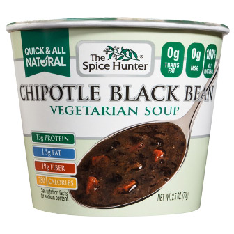 Chipotle Black Bean, Bowl, Vegetarian Soup, 2.5 oz x 6 Cups, Spice Hunter