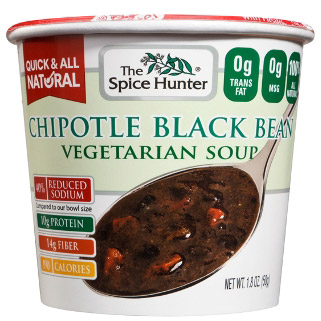 Chipotle Black Bean, Vegetarian Soup Cup, 1.8 oz x 6 Cups, Spice Hunter