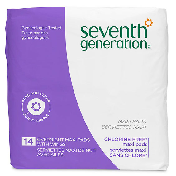 Chlorine Free Maxi Pads, Overnight with Wings, 14 ct, Seventh Generation