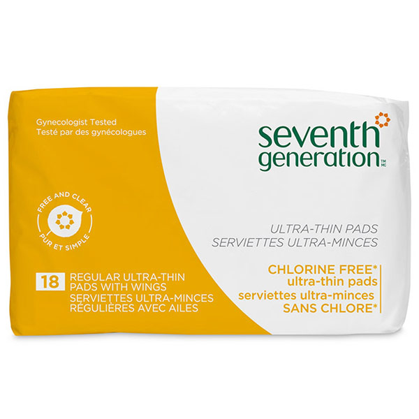 Seventh Generation Chlorine Free Ultra-Thin Pads, Regular with Wings, 18 ct, Seventh Generation