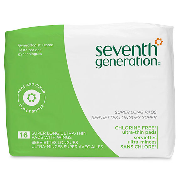 Chlorine Free Ultra-Thin Pads, Super Long with Wings, 16 ct, Seventh Generation