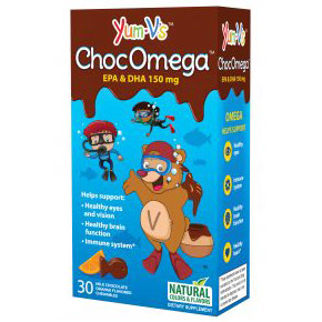 ChocOmega Chewable Omega-3 for Kids, EPA & DHA 150 mg, 30 Pieces, Yum-Vs Complete