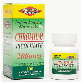 Chromium 200 mcg (Chromium Picolinate), 100 Instant Dissolve Tablets, Superior Source