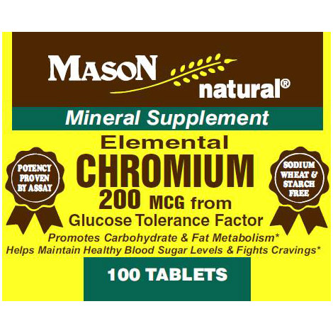 Mason Natural Chromium 200 mcg, 100 Tablets, Mason Natural