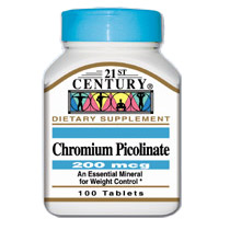 21st Century HealthCare Chromium Picolinate 200 mcg 100 Tablets, 21st Century Health Care