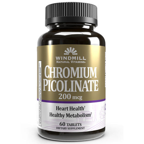 Chromium Picolinate 200 mcg, 60 Caplets, Windmill Health Products