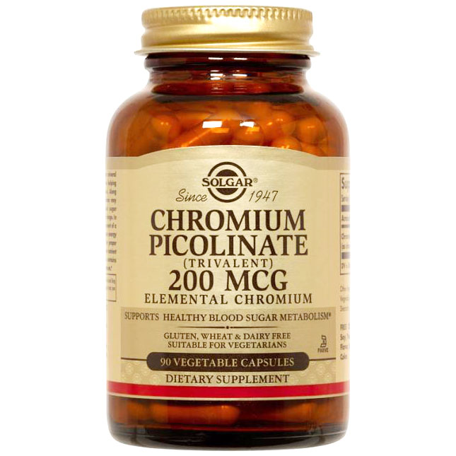 Chromium Picolinate 200 mcg, 90 Vegetable Capsules, Solgar
