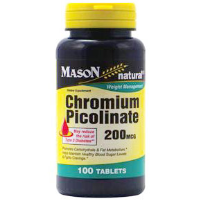 Chromium Picolinate 200 mcg, 100 Tablets, Mason Natural