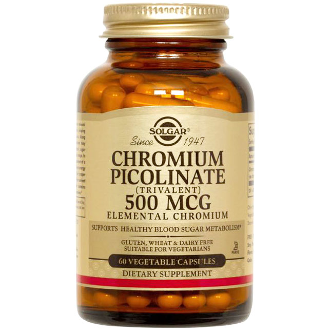 Chromium Picolinate 500 mcg, 120 Vegetable Capsules, Solgar