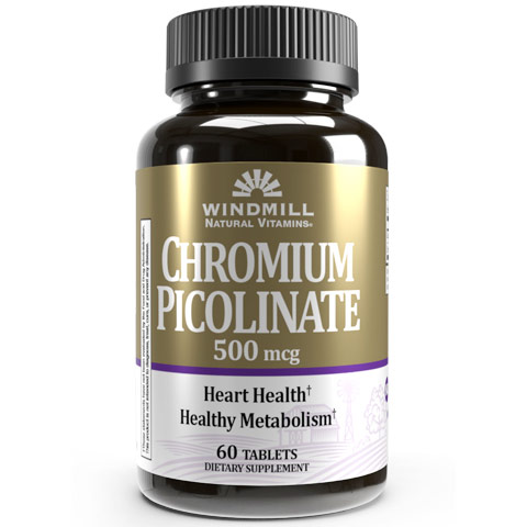 Chromium Picolinate 500 mcg, 60 Tablets, Windmill Health Products