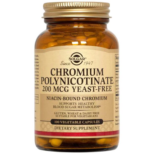 Chromium Polynicotinate 200 mcg, 100 Vegetable Capsules, Solgar