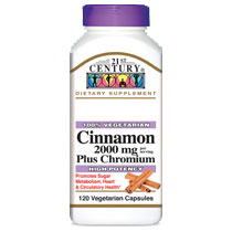 Cinnamon plus Chromium, 120 Vegetarian Capsules, 21st Century HealthCare