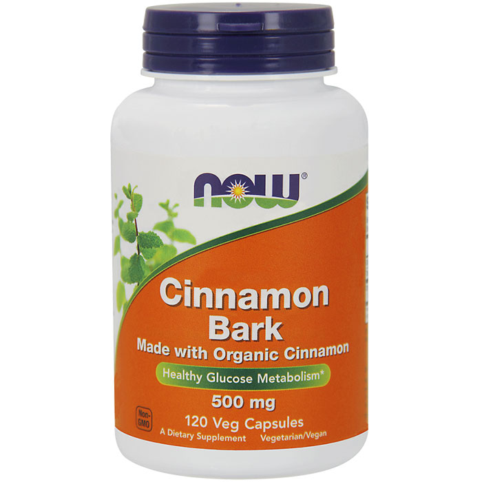 Cinnamon Bark 500 mg, Organic, 120 Vegetarian Capsules, NOW Foods