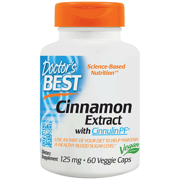 Doctor's Best Best Cinnamon Extract 125 mg, featuring Cinnulin PF, 60 Veggie Caps, Doctor's Best