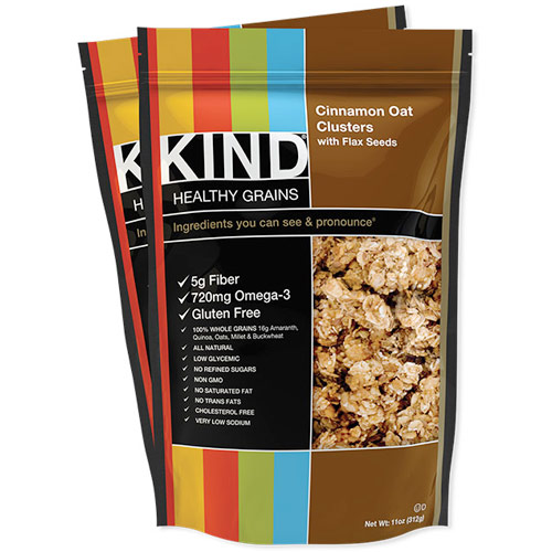 Cinnamon Oat Clusters with Flax Seeds, 11 oz x 6 Pouches, KIND Healthy Grains