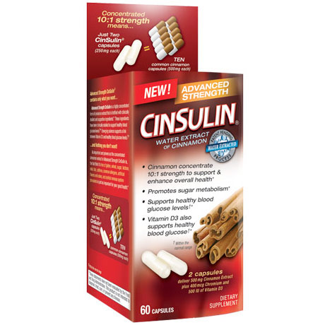 CinSulin Advanced Strength, Water Extract of Cinnamon, 60 Capsules
