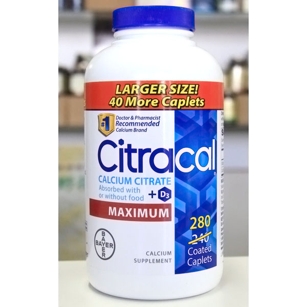 Citracal Maximum Calcium Citrate with Vitamin D3, 280 Coated Caplets