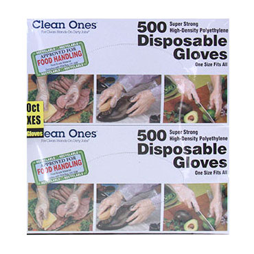 Clean Ones Disposable Gloves, Recyclable, Food Grade Material, 500 ct x 4 Boxes (2,000 Total)