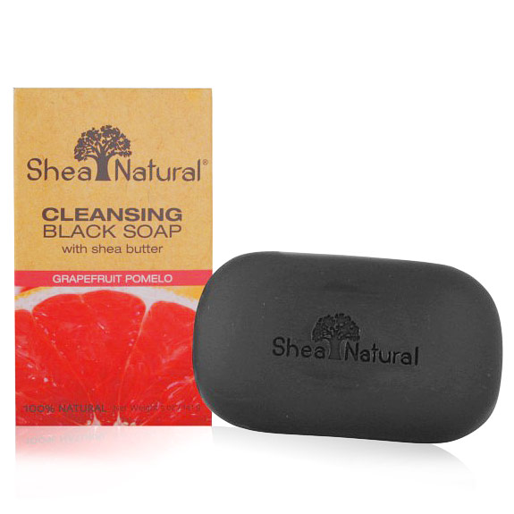 Cleansing Black Soap Bar with Shea Butter, Grapefruit Pomelo, 5 oz, Shea Natural