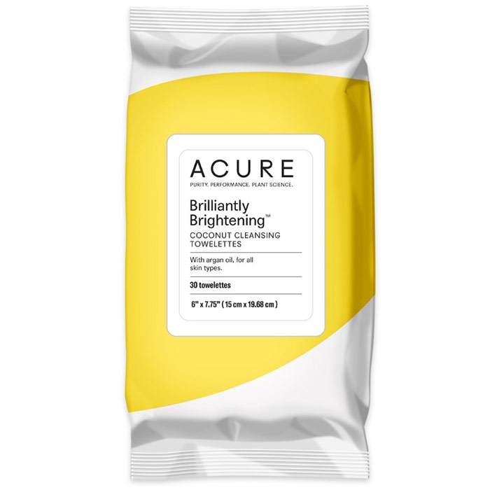 Acure Brilliantly Brightening Coconut Cleansing Towelettes, 30 ct