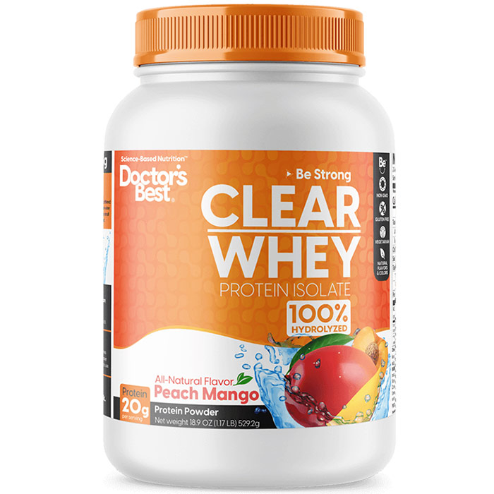 Clear Whey Protein Isolate - Peach Mango, 18.9 oz (529.2 g), Doctors Best