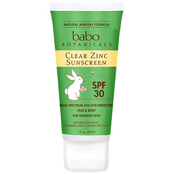 Clear Zinc Sunscreen Lotion SPF 30, 3 oz, Babo Botanicals