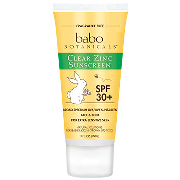 Clear Zinc Sunscreen SPF 30+, Fragrance Free, 3 oz, Babo Botanicals