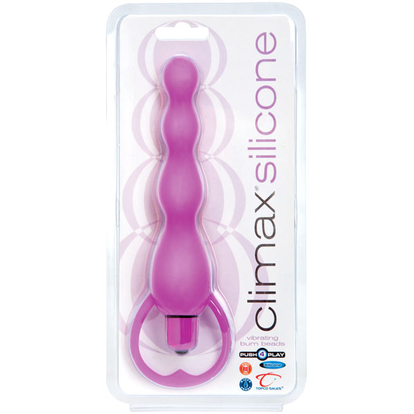 Climax Silicone Vibrating Bum Beads, Purple, Topco Climax