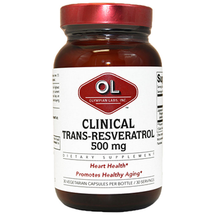 Clinical Resveratrol Extra Strength 500mg, 30 Capsules, Olympian Labs
