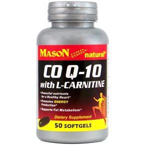 CoQ-10 Plus L-Carnitine, 50 Softgels, Mason Natural CoQ10