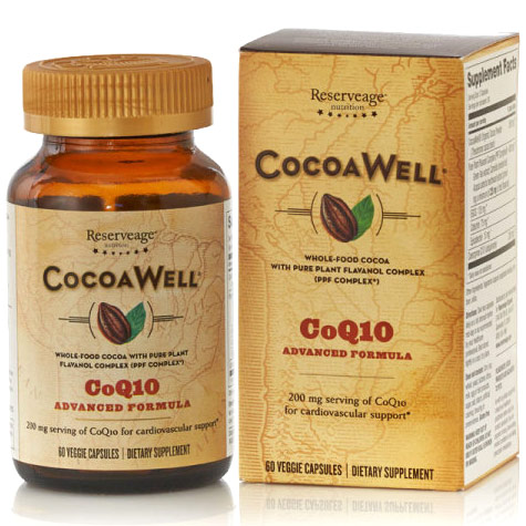 ReserveAge Organics CocoaWell Advanced CoQ10 Heart, with Organic Cocoa, 60 Veggie Capsules, ReserveAge Organics