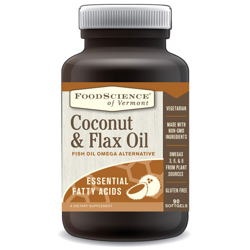 Coconut & Flax Oil, 120 Vegetarian Softgels, FoodScience Of Vermont