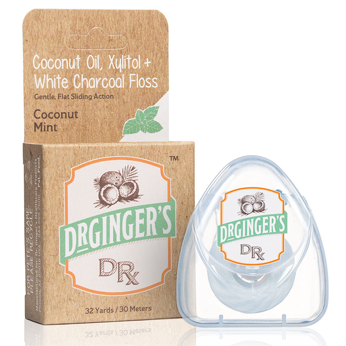 Coconut Oil, Xylitol + White Charcoal Floss, 32 Yards (30 Meters), Dr. Gingers