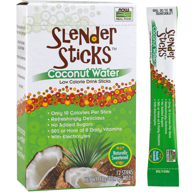 Coconut Water Slender Sticks, Low Calorie Drink Mix, 12 Sticks, NOW Foods