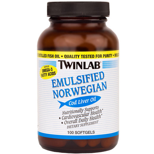 Emulsified Norwegian Cod Liver Oil, 100 Softgels from Twinlab