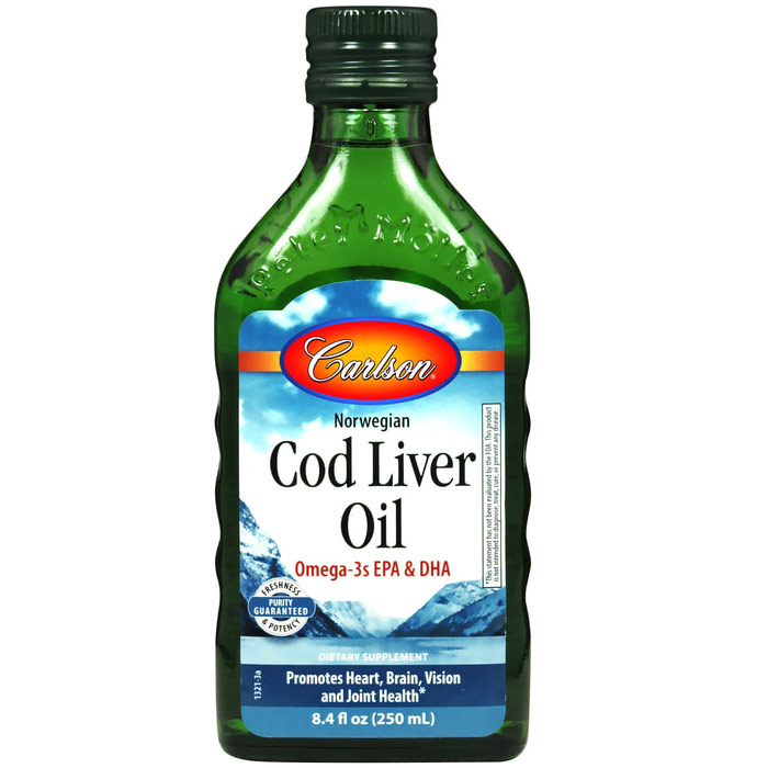 Cod Liver Oil Liquid, Regular Flavor, 500ml, Carlson Labs