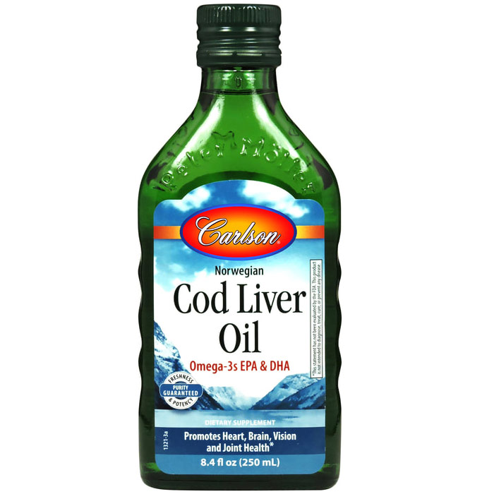 Cod Liver Oil Liquid, High in EPA & DHA, 250ml, Carlson Labs