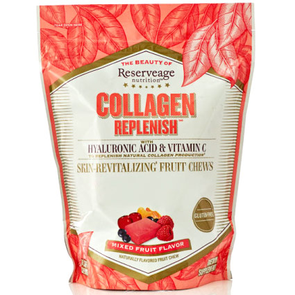 Collagen Replenish Chews with Hyaluronic Acid & Vitamin C, 60 Soft Chews, ReserveAge Organics