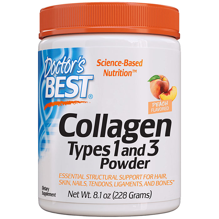 Collagen Types 1 and 3 Powder, Peach Flavored, 8.1 oz (228 g), Doctors Best