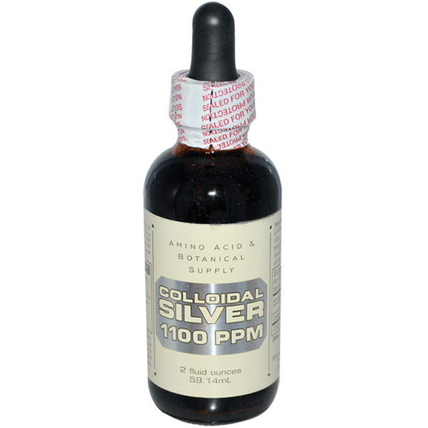 Amino Acid & Botanical Supply Colloidal Silver 1100 PPM, 2 oz, Amino Acid & Botanical Supply