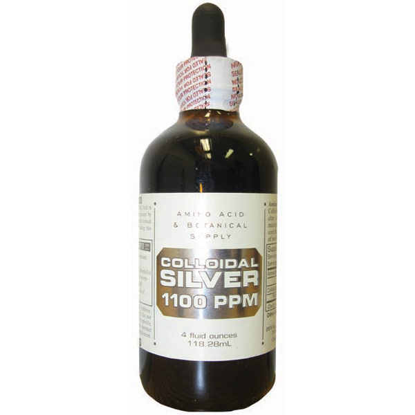 Amino Acid & Botanical Supply Colloidal Silver 1100 PPM, 4 oz, Amino Acid & Botanical Supply