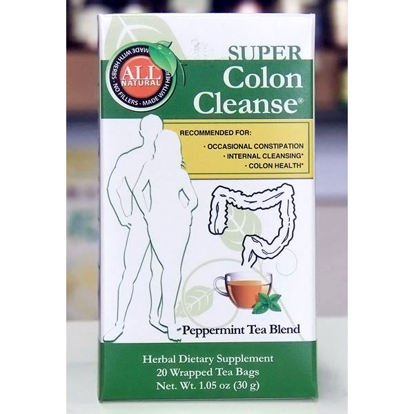 Colon Cleanse Tea (Colon Cleansing), Pleasant Peppermint Flavor, 20 Bags, Health Plus