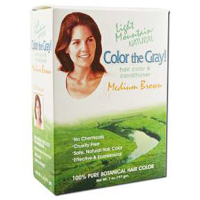 Natural Hair Color & Conditioner, Color The Gray, Medium Brown, 7 oz, Light Mountain Henna