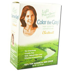 Light Mountain Henna Natural Hair Color & Conditioner, Color The Gray, Chestnut, 7 oz, Light Mountain Henna